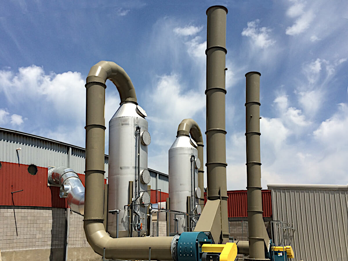 Tandem Acid Gas Scrubbers Remove Acetic Acid from Exhaust at a Manufacturing Plant for Transportation Electrification Industry