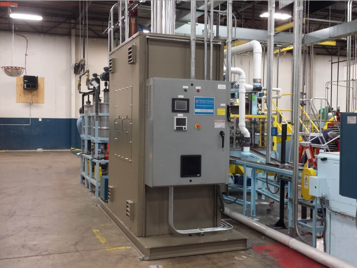 A Skid-mounted Electric Catalytic Oxidizer prior to installation at Metal Packaging Plant