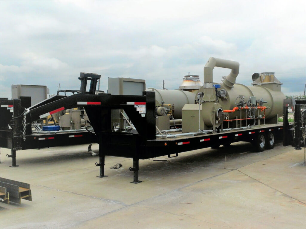 Portable Thermal Oxidizer ready to be hauled to industrial facility