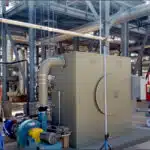 Pollution Systems OEM Electric Recuperative Catalytic Oxidizer (ERCO) for sustainable VOC abatement at a solar power facility. Green air pollution control equipment for industrial carbon footprint reduction.