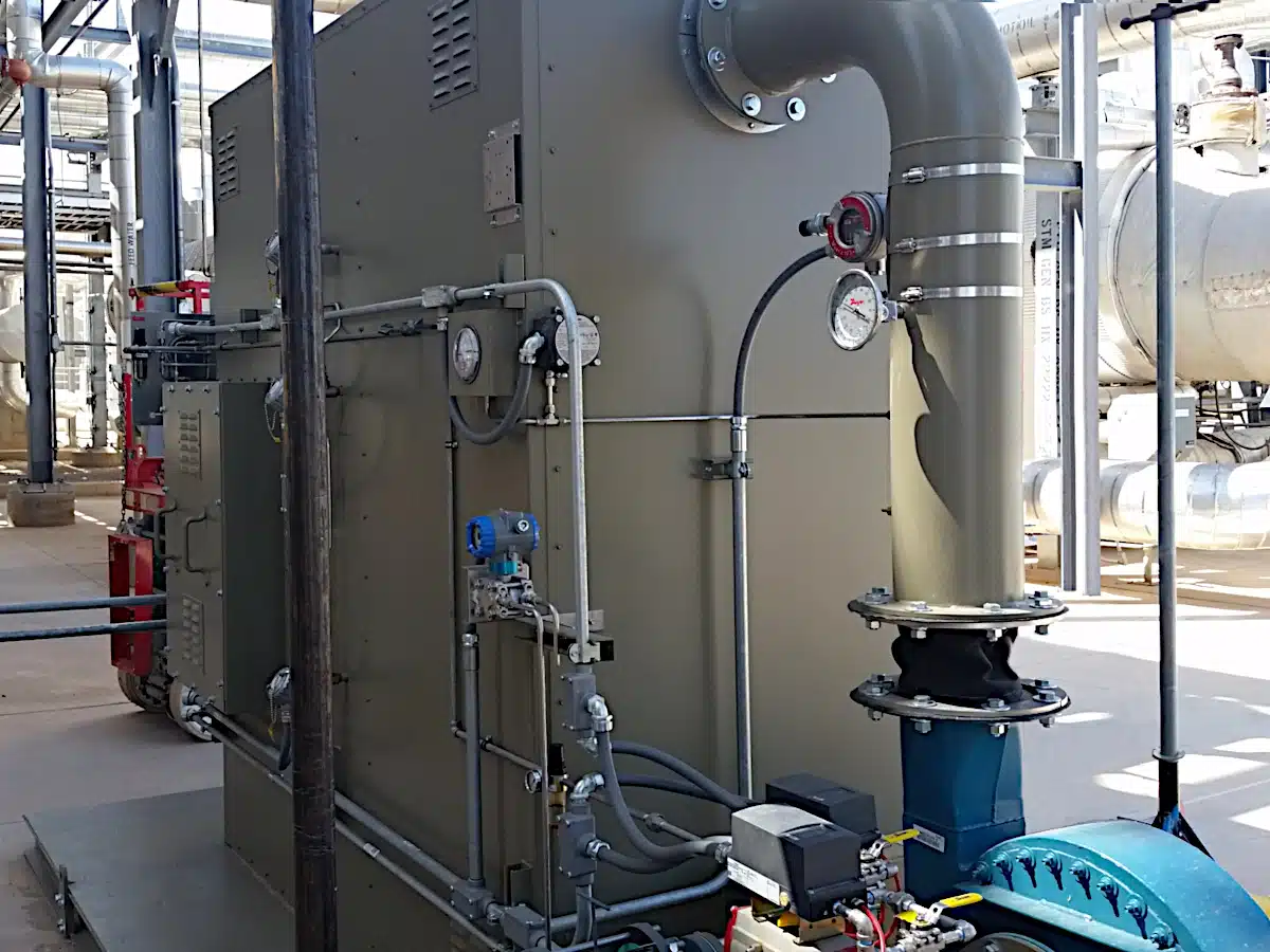 Pollution Systems OEM Electric Recuperative Catalytic Oxidizer (ERCO) for sustainable VOC abatement in the solar power industry.
