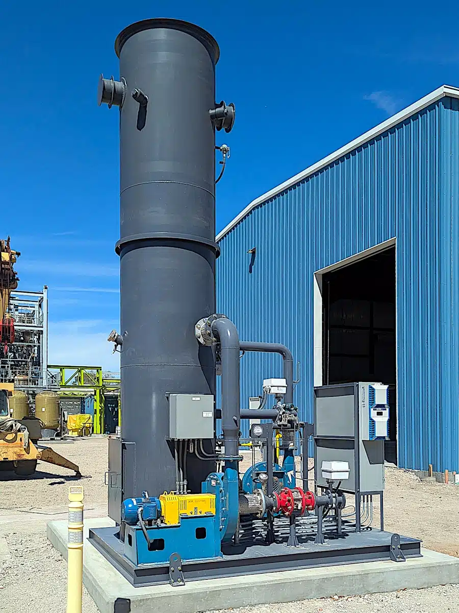 Pollution Systems OEM Vertical Enclosed Flare (CEF-1) to control VOC emissions from a chemical plant in Southeast Texas.